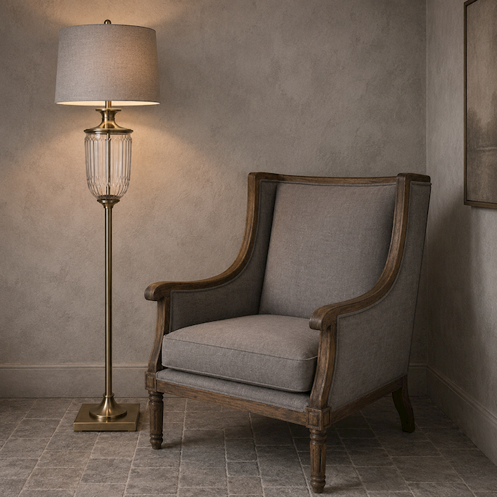 RIMINI A/Q BRASS FLOOR LAMP 43x43x161cm